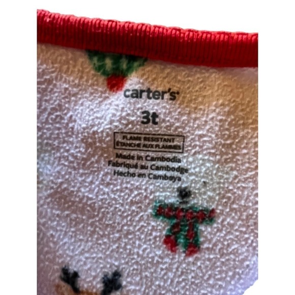 Carter's Toddler Girls Pink Fleece Christmas Zip Up Pajamas. 3T santa, penguin. - Picture 2 of 4